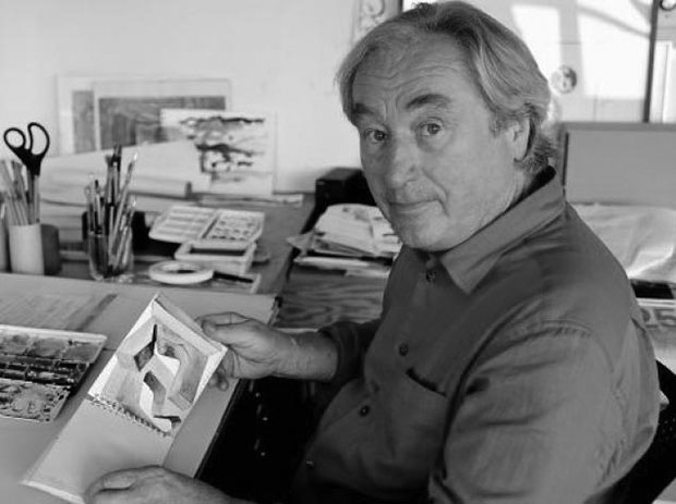 Steven Holl with one of his paintings