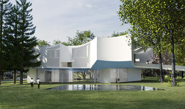 Renderings for the new Visual Arts Building at Franklin & Marshall College, Lancaster, Pennsylvania, by Steven Holl. Image courtesy of stevenholl.com