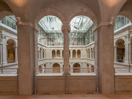An interior view of Renzo Piano's renovation of Harvard Art Museum