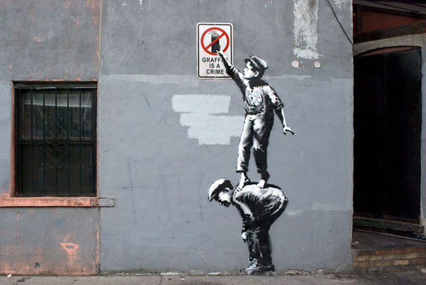 The Street Is In Play - Banksy (from the New York series Better Out Than In) (pre-erased)