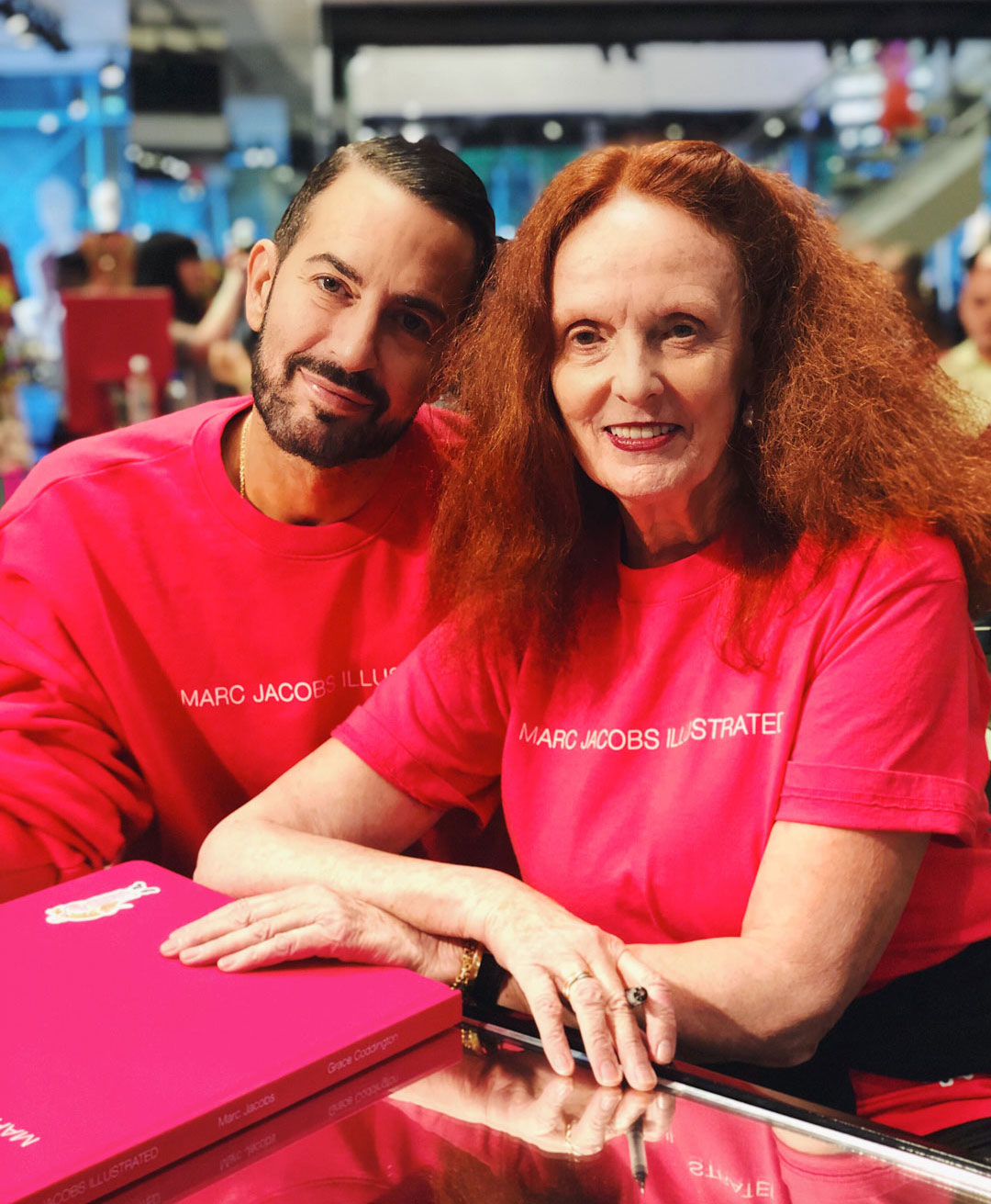 Marc Jacobs and Grace Coddington at their New York signing. Photograph by Jim Shi, courtesy of his Instagram @jshi809