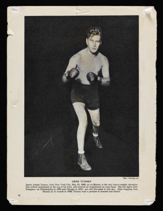 Extract from unidentified boxing magazine with photograph of Jack Dempsey and Gene Tunney. From the Francis Bacon Archive at the Tate.  Image courtesy of the Tate. The document forms part of the AnnoTate project.