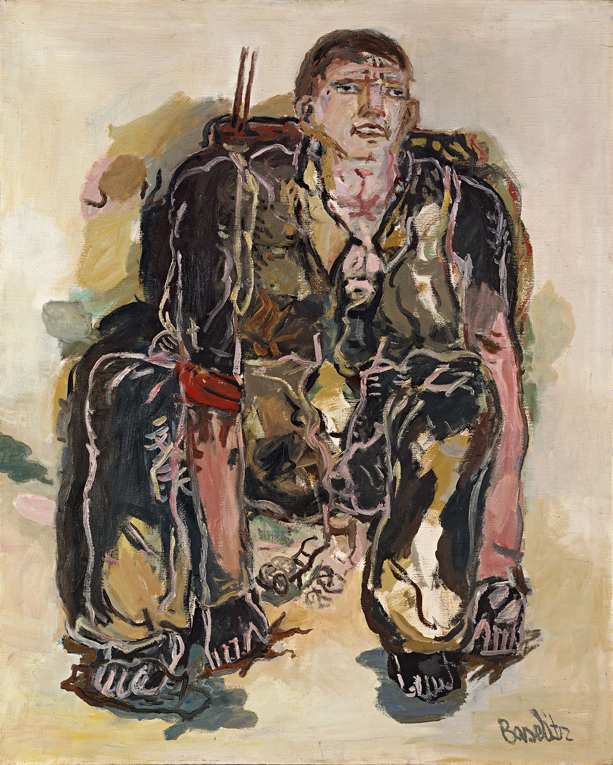 Georg Baselitz The modern painter (Der moderne Maler) , 1965 Oil on canvas 162 x 130 cm
Private collection © Georg Baselitz, 2017 Photo: Frank Oleski, Cologne