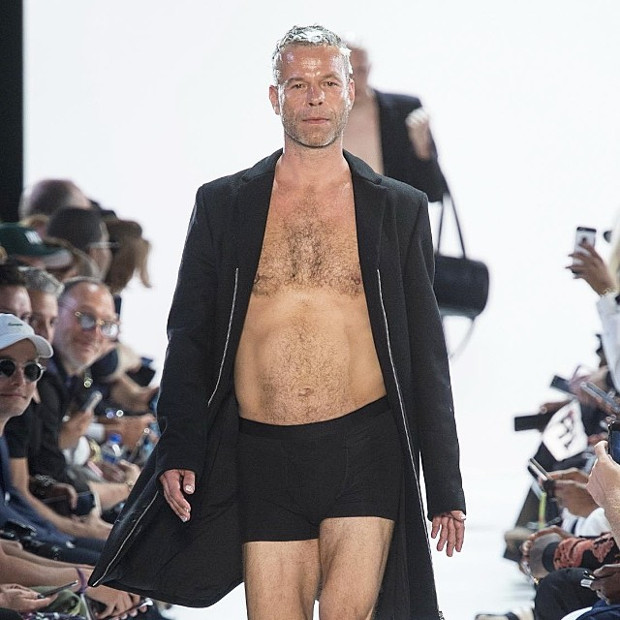 Wolfgang Tillmans modelling for Hood by Air in New York, 2016