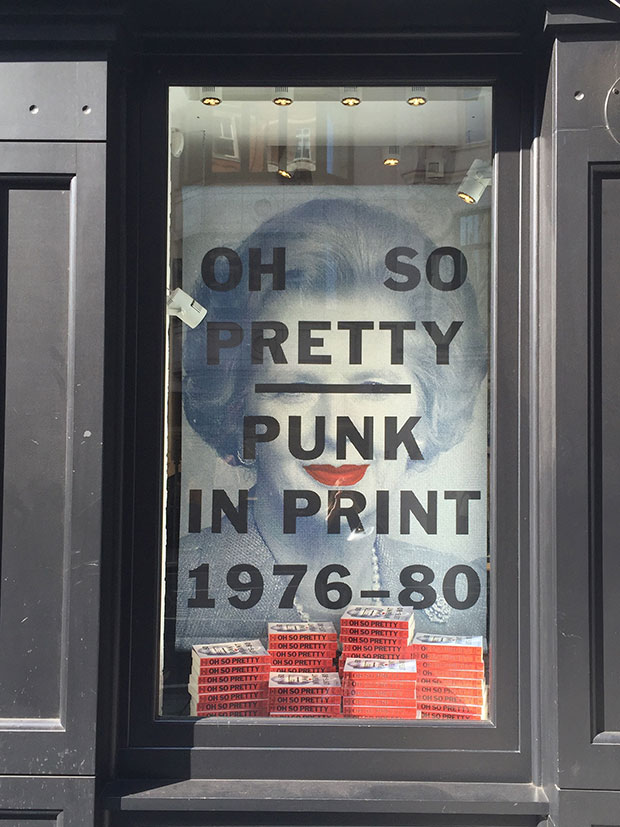 The John Varvatos store window for the launch of Oh So Pretty Punk in Print 1976-80 by Toby Mott