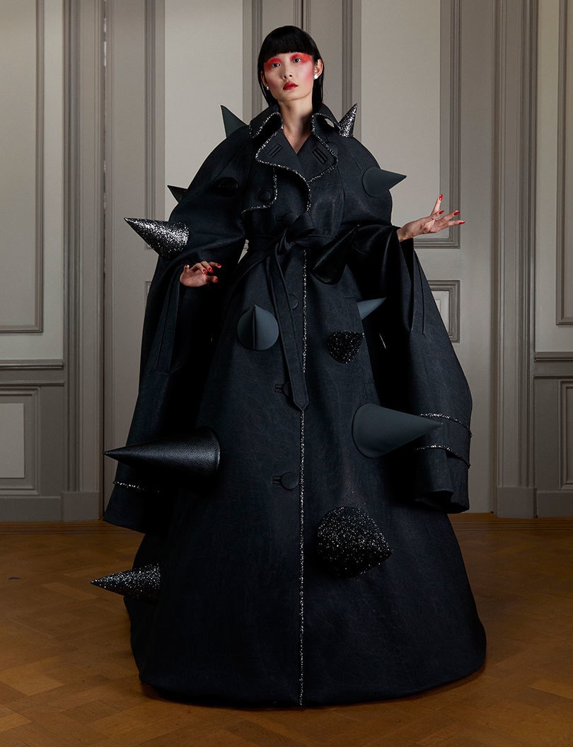 A black, spiky coat from Viktor&Rolf's Autumn/Winter 2020 collection