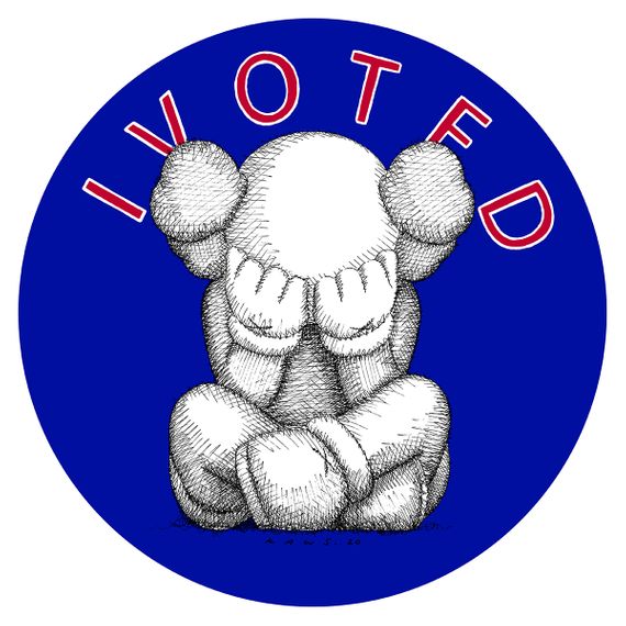 KAWS's I Voted sticker