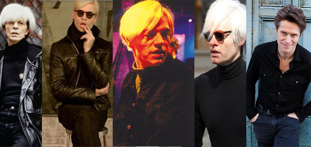 David Bowie, Guy Pearce, Jared Harris, and Bill Hader as Andy Warhol; Willem Dafoe