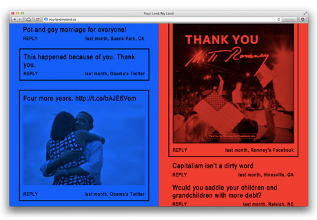 Your Land / My Land website for Jonathan Horowitz (2012)