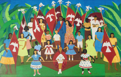 Djanira, Festa do Divino em Parati (Feast of the Divine in Paraty), 1962. Picture credit: AGB Photo Library / Alamy Stock Photo oil on canvas, dimensions unknown, Pal&#225;cio dos Bandeirantes, S&#227;o Paulo, Brazil.