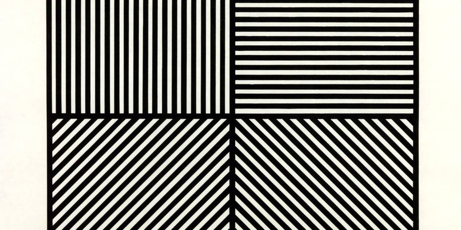close-up of Sol LeWitt artwork featuring geometric shapes and vibrant colors