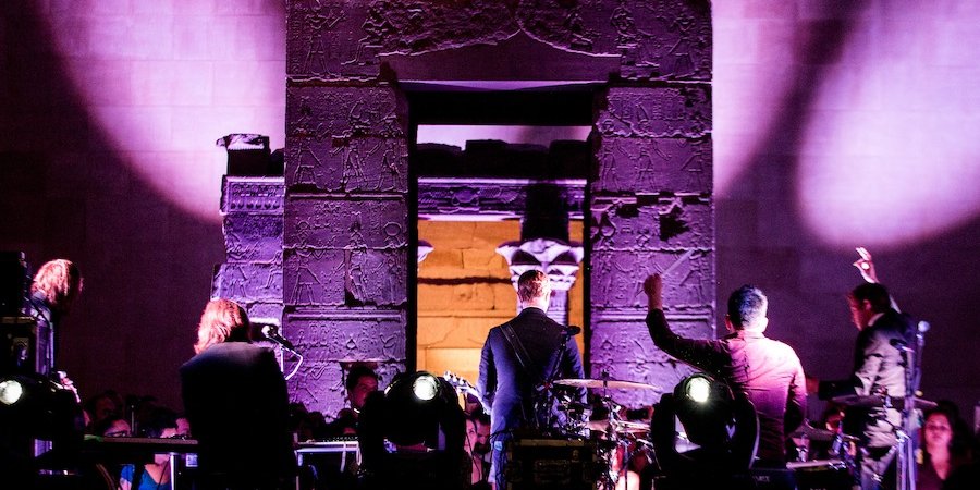 Interpol band performing at the Metropolitan Museum of Art Temple of Dendur exhibition image