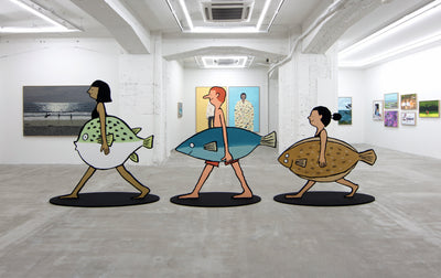 Vivi, Bruno, Lili, 2019, acrylic paint on aluminium. Jean Jullien Studio / Photographs courtesy NANZUKA