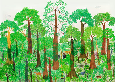 Abel Rodríguez (Mogaje Guihu), Terraza Alta II, 2018. Picture credit: Courtesy Abel Rodríguez (Mogaje Guihu) and Instituto de Visión / Photo: María Paula Bastidas Ink on paper, 70 × 100 cm / 271/2 × 393/4 in, Private collectionfrom Tree