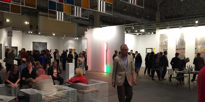 Best of Expo Chicago 2015 event banner with artwork and city skyline background