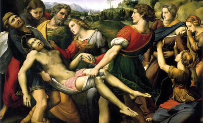 Contemporary Raphael artwork featuring a detailed classical painting with vibrant colors and intricate design