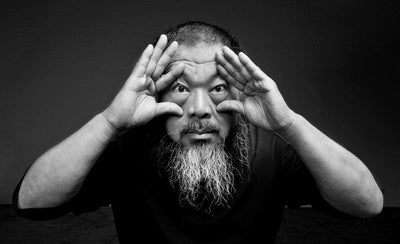 ai weiwei and hans ulrich obrist interview portrait on white background