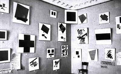 Abstract geometric Suprematism art with bold shapes and contrasting colors by Phaidon