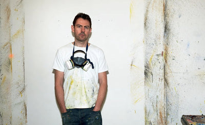 Abstract painting by Nigel Cooke with dynamic brushstrokes and vibrant colors