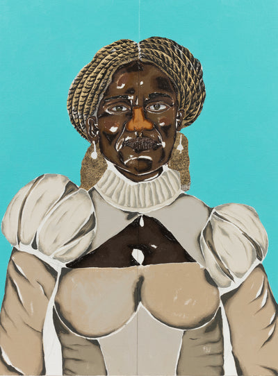 Dalton Paula, Chica da Silva, 2020. Picture credit: Courtesy Alexander and Bonin, New York. Photo: Joerg Lohse. Oil and gold leaf on canvas in 2 parts, 24 &#215; 17 3/4 &#215; 1 1/2 in. (61 &#215; 45 &#215; 4 cm).