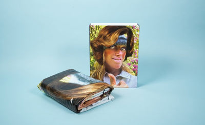 Float on a Cindy Sherman portrait artwork with vibrant colors and abstract style