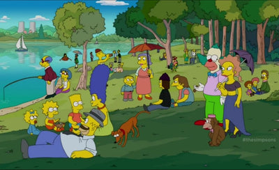 11 TV comedies that mocked the art world image with colorful cartoon characters and art supplies background