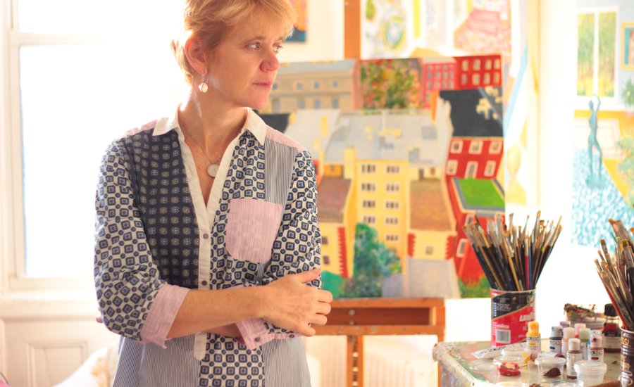 In the studio with Roxa Smith colorful paintings and collages of domestic interiors