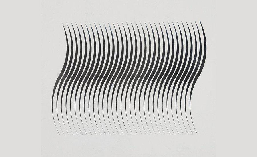 abstract op art geometric pattern with black white and red shapes