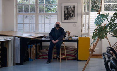 Deanna Petherbridge artist portrait drawing a sketch in studio
