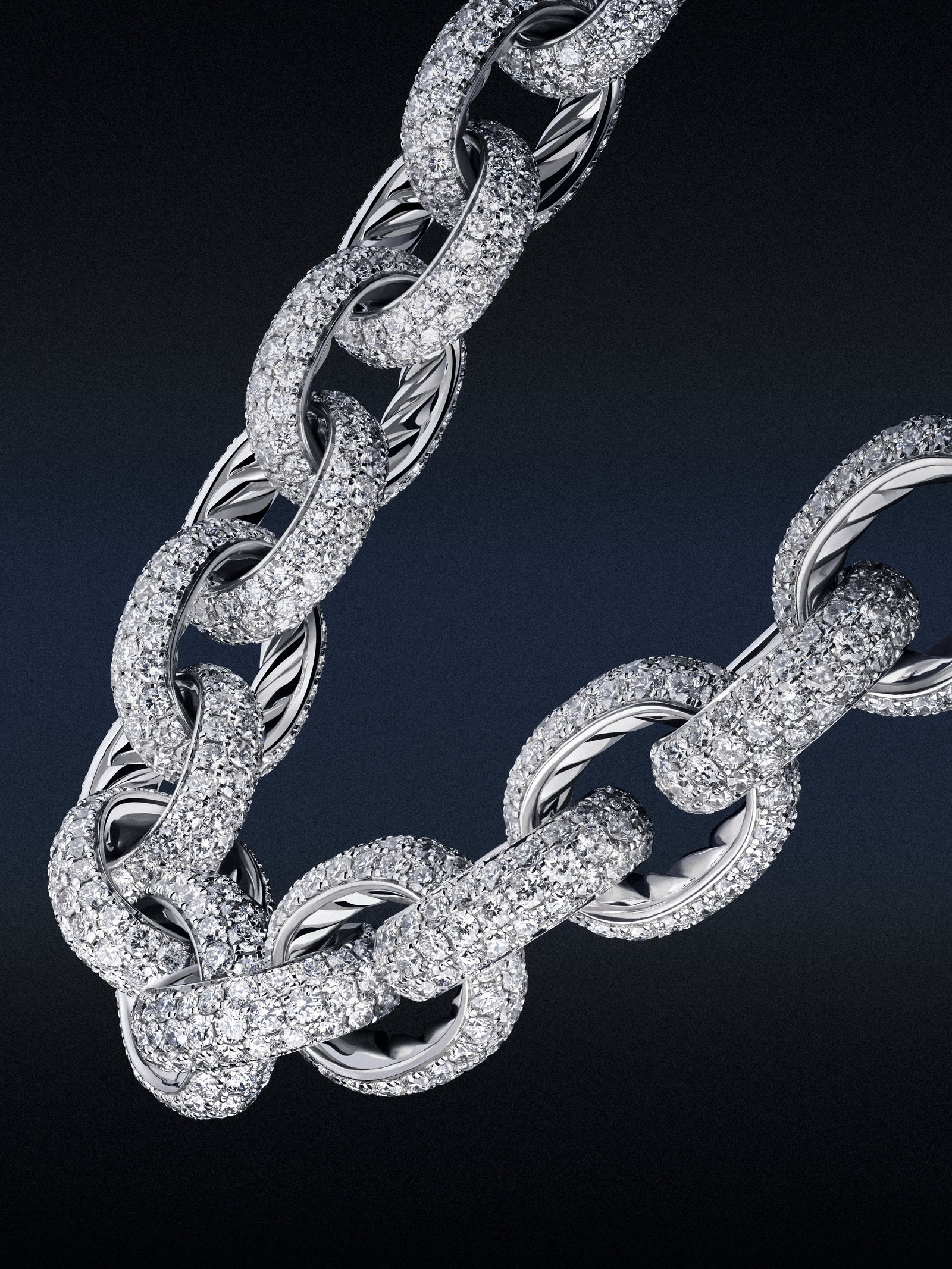 High Jewelry unique piece, pavé-set diamond Oval Link necklace, 2023. Photographed by Haw Lin. Picture credit: Photo by Haw Lin
