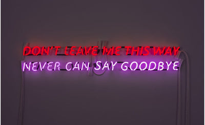 Steven Evans combining two disco classics into one timeless neon artwork vibrant colors and retro style