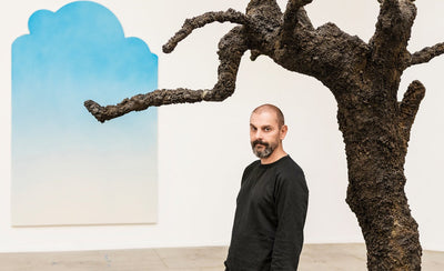 Ugo Rondinone artwork exhibition banner featuring abstract colorful design and text on art life and everything in between