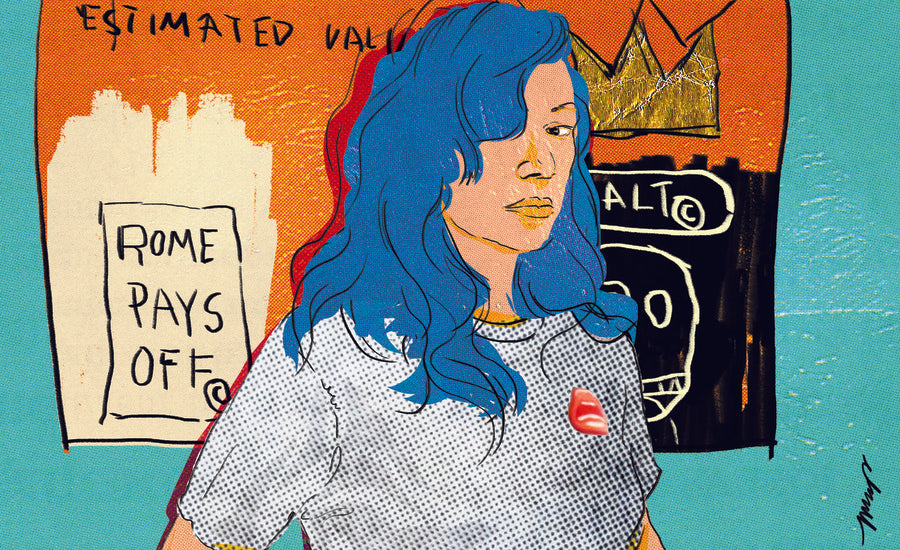 Christina Burns Rome pays off Basquiat Wesselmann launch story rough artwork collage 900x450