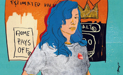 Christina Burns Rome pays off Basquiat Wesselmann launch story rough artwork collage 900x450