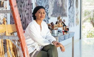 Wangechi Mutu artwork featuring water spirit and siren theme vibrant colors and surreal imagery