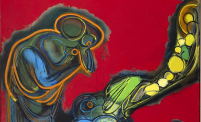 Daniel Richter artwork vibrant abstract painting with bold colors and dynamic shapes