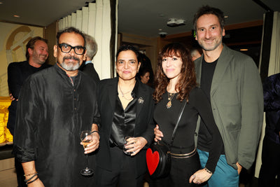 Subodh Gupta, Bharti Kher, Annie Morris and Idris Khan at the Great Women Sculptors dinner Photo Christos Katsiaouni