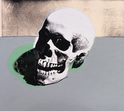 Dali Warhol Skull artwork 1976 surrealism pop art fusion colorful skull painting