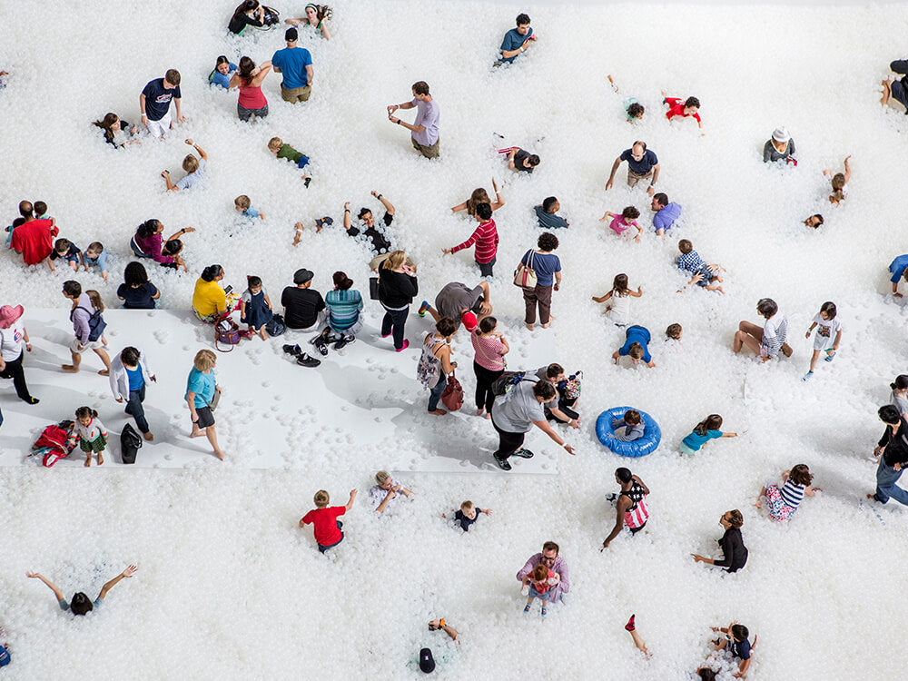 Snarkitecture The Beach installation at DC by Noah Kalina large white sculptural art with people interacting on it