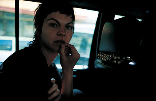Valérie in the taxi, Paris, 2001