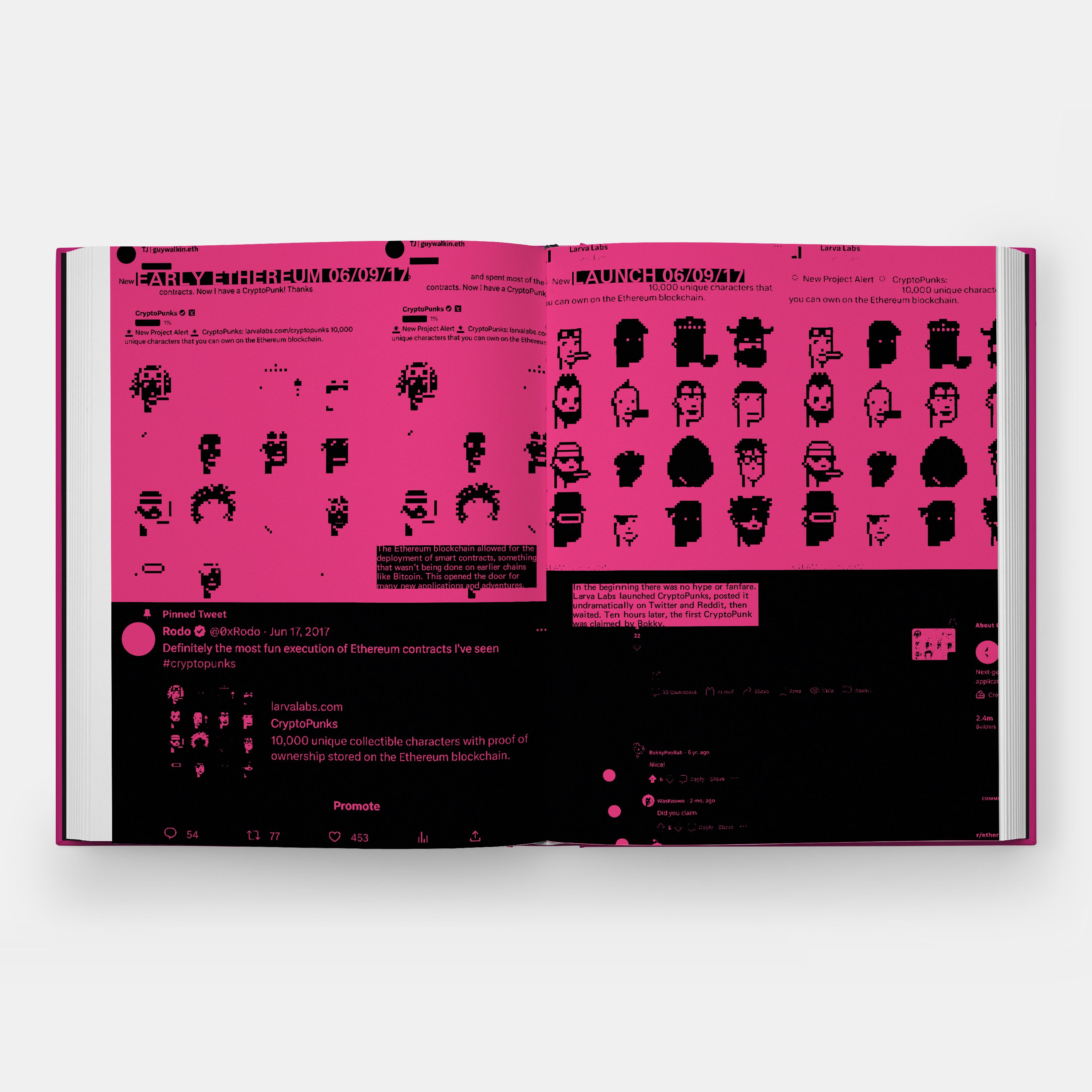 An open spread of the book CryptoPunks: Free to Claim