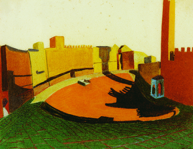 Il Campo in Siena, Italy, pastel by Louis Kahn, 1951