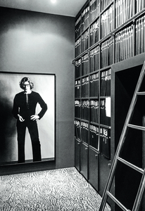 Pierre Bergé–Yves Saint Laurent Foundation, Paris. The foundation’s archives room; photograph of Yves Saint Laurent by Helmut Newton
