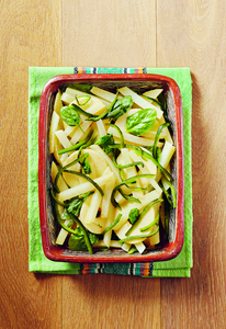 Roasted Jicama salad with apple and poblano dressing