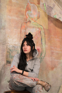 Mandy El-Sayegh in her studio - photograph by Abtin Eshraghi, courtesy the artist