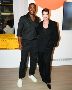Rashid Johnson and Linda Evangelista at the 100 Years of Creativity: A Century of Bookmaking at Phaidon launch party - photo by Rommel Demano/BFA.com