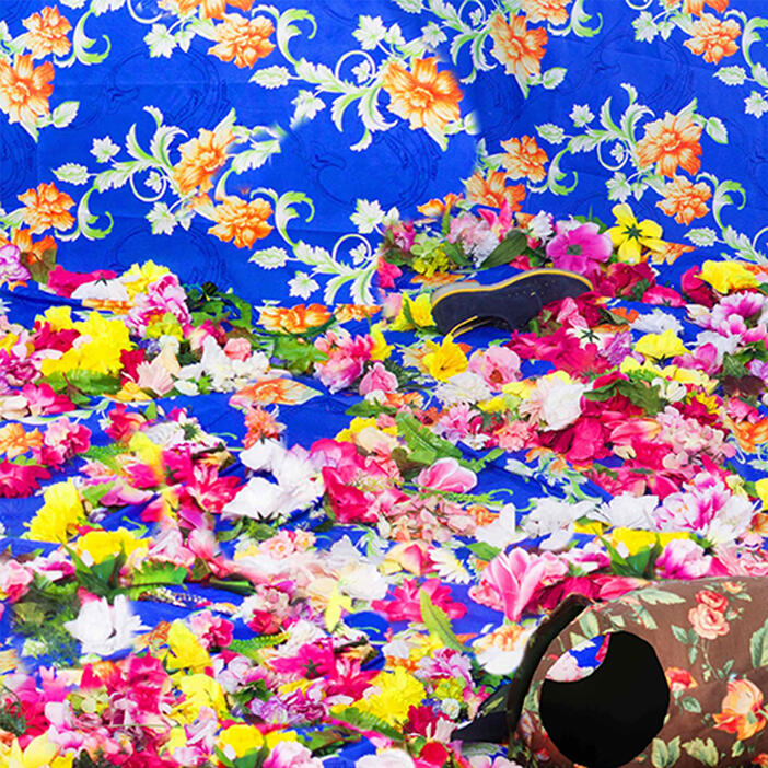 Ebony G. Patterson: Untitled (Among the weeds, backpack, shoes, and stones) (2015/2018)