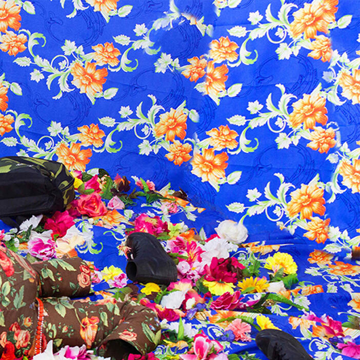 Ebony G. Patterson: Untitled (Among the weeds, backpack, shoes, and stones) (2015/2018)