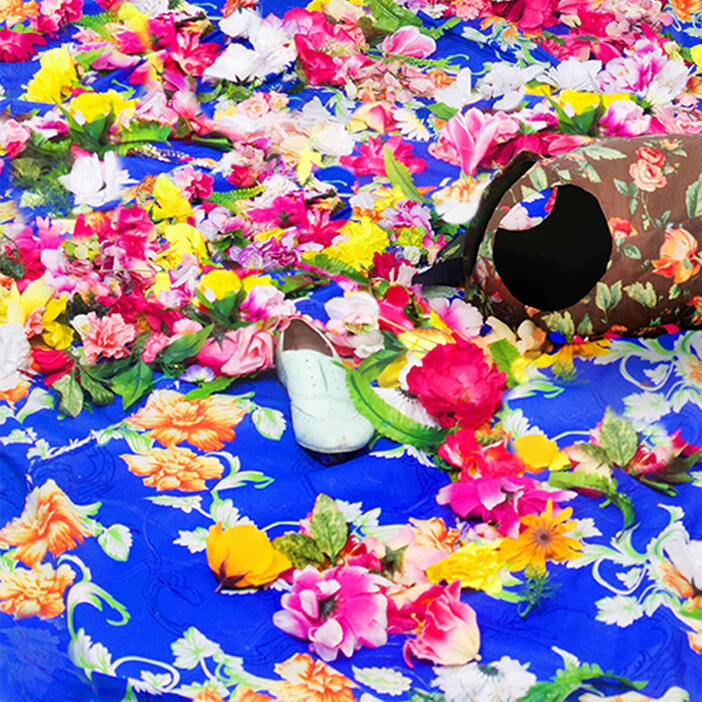 Ebony G. Patterson: Untitled (Among the weeds, backpack, shoes, and stones) (2015/2018)