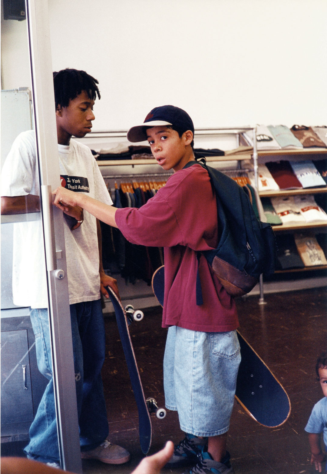 Javier Núñez at Supreme store by Larry Clark, Lafayette Street, NYC, 1994